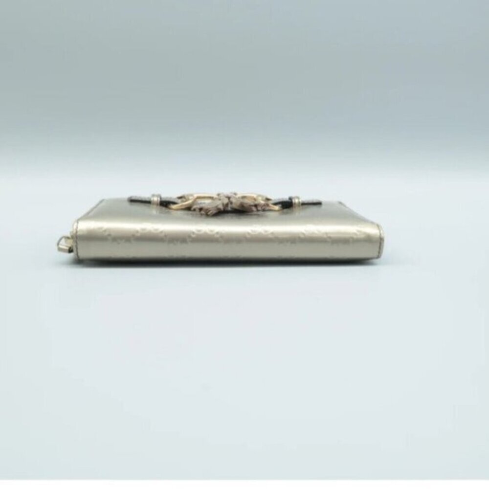 Authentic Gucci Champaigne Metallic Gold GG Tassel Zip Around Wallet - Picture 5 of 12